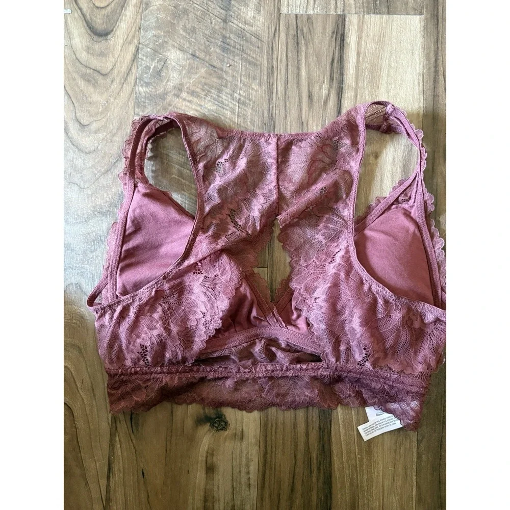 Auden‎ Bralette Bra Mauve Maroon Lacey Sz Medium Padded